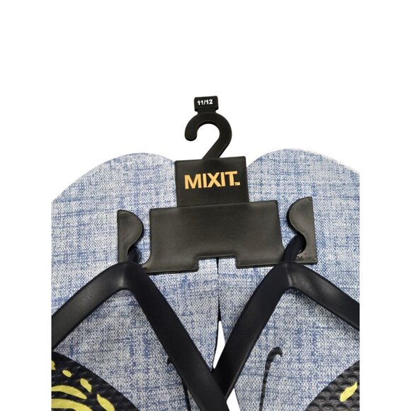 Lot Of 2 Pairs Mixit Flip Flops Womens 11/12 Blue Butterfly Black Daisy Sandals - Picture 6 of 6